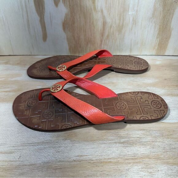 Tory Burch Thora Orange Flip Flop Sandals Women’s Size 10 - Picture 1 of 6